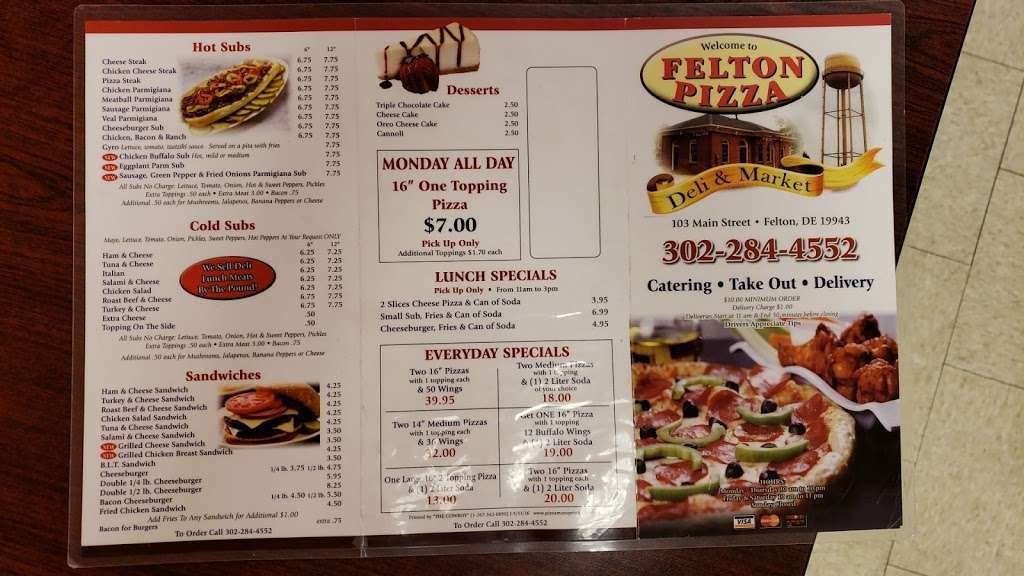 Felton Pizza Deli And Market | 103 W Main St, Felton, DE 19943, USA | Phone: (302) 284-4552