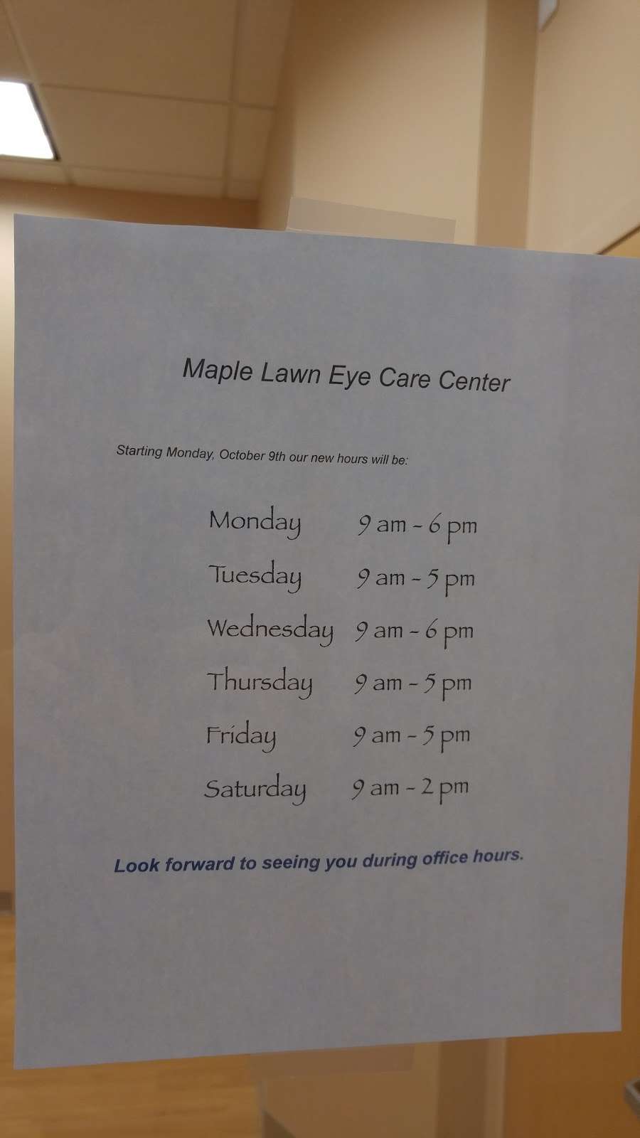 Maple Lawn Eye Care Center | 7625 Maple Lawn Blvd #125, Fulton, MD 20759, USA | Phone: (301) 876-4069