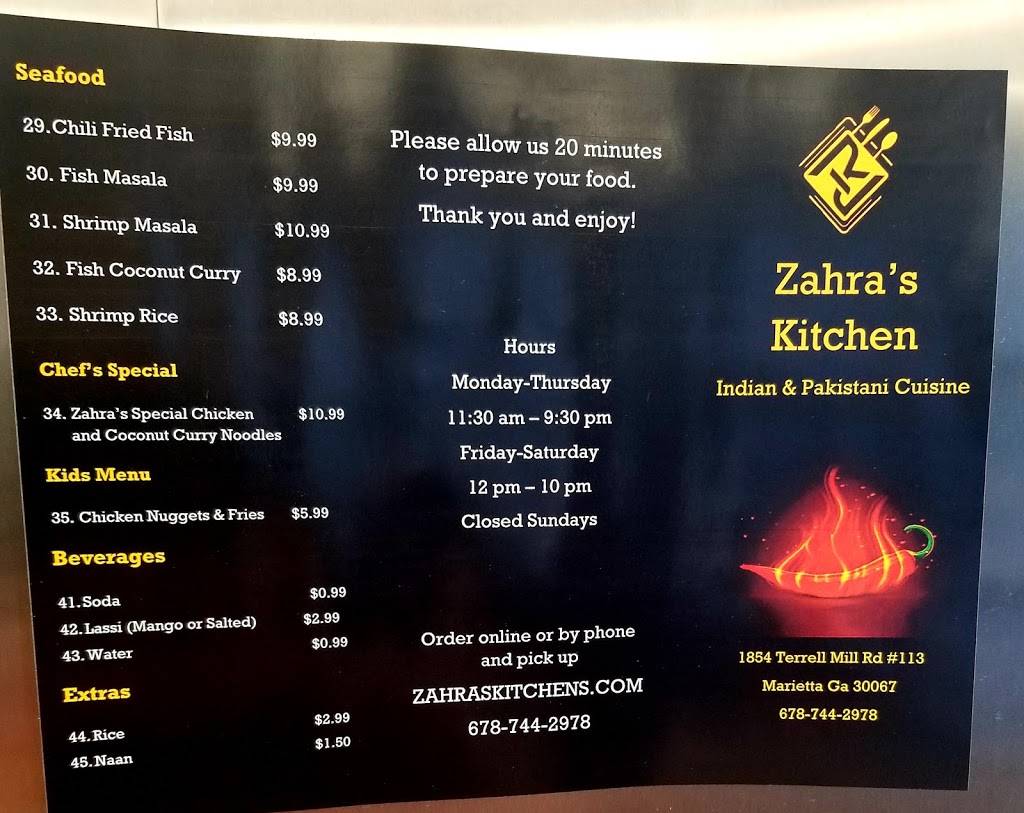 Zahras Kitchen | 1854 Terrell Mill Rd Unit 113, Marietta, GA 30067 | Phone: (678) 744-2978