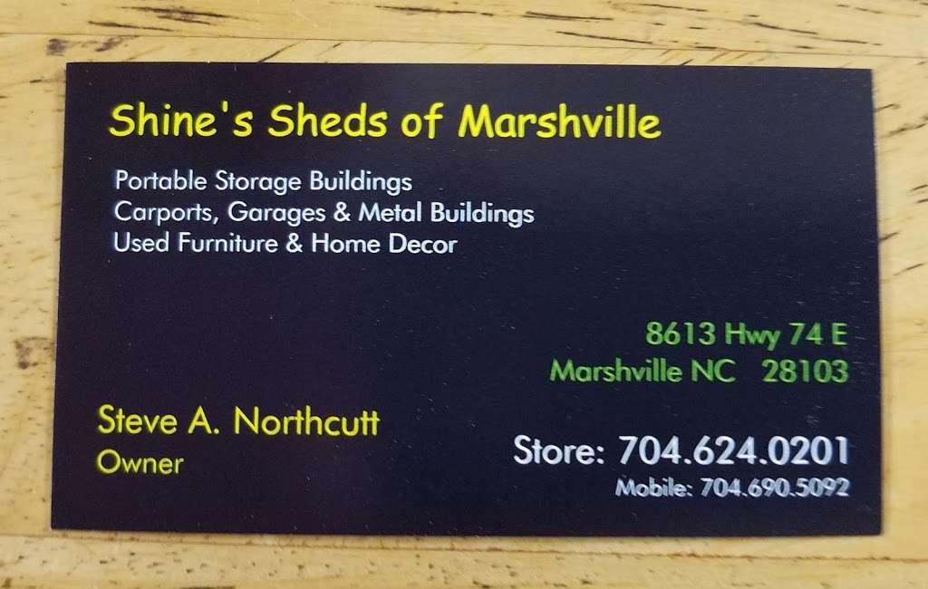 Shines Sheds Of Marshville | 8613 US-74, Marshville, NC 28103, USA | Phone: (704) 624-0395