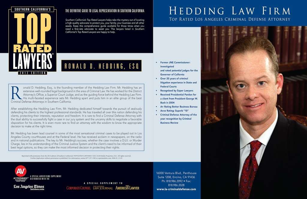 Hedding Law Firm | 16000 Ventura Blvd #1208, Encino, CA 91436, USA | Phone: (818) 986-2092