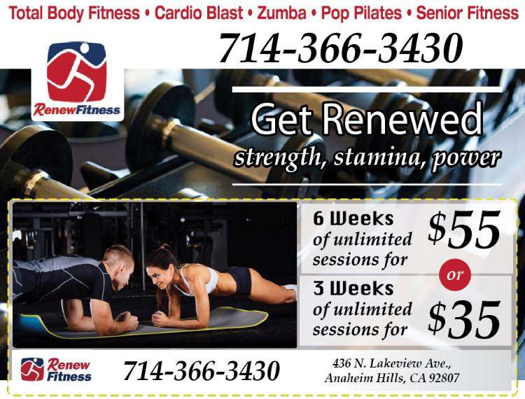 Renew Fitness | 3029, 436 N Lakeview Ave, Anaheim, CA 92807, USA | Phone: (714) 366-3430