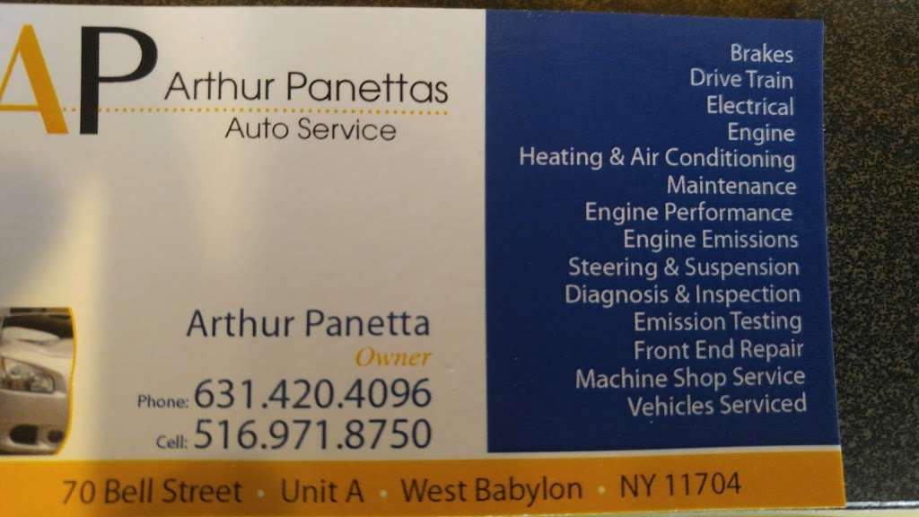 Arthur Panettas Auto Services | 70 Bell Ave, West Babylon, NY 11704, USA | Phone: (631) 420-4096