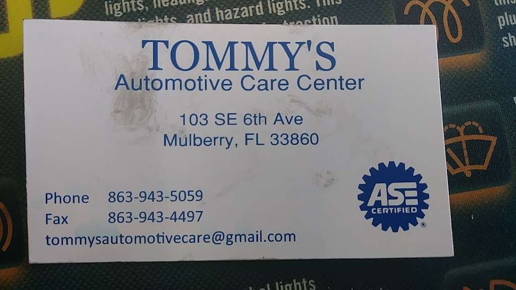Tommys Automotive Care Center | 103 SE 6th Ave #3133, Mulberry, FL 33860 | Phone: (863) 943-5059