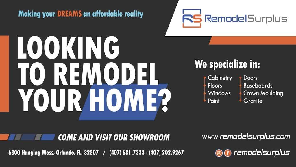 Remodel Surplus | 6800 Hanging Moss Rd, Orlando, FL 32807, USA | Phone: (407) 681-7333