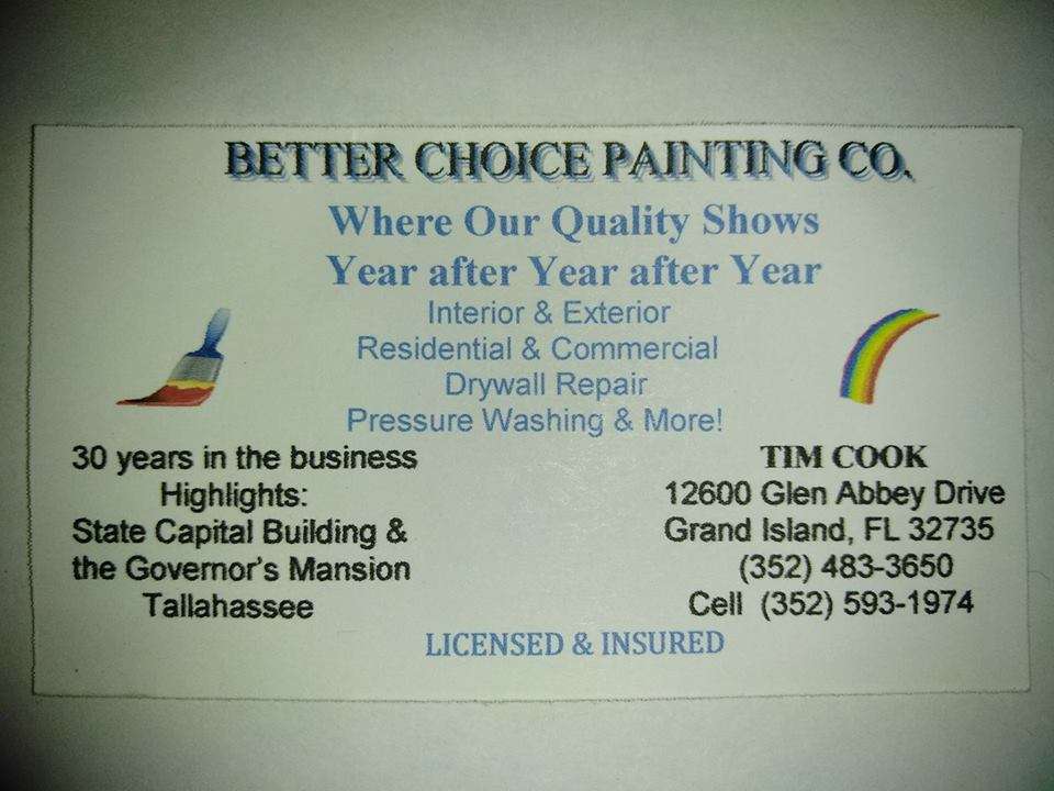 Better Choice Painting | 12600 Glen Abbey Dr, Grand Island, FL 32735, USA | Phone: (352) 483-3650
