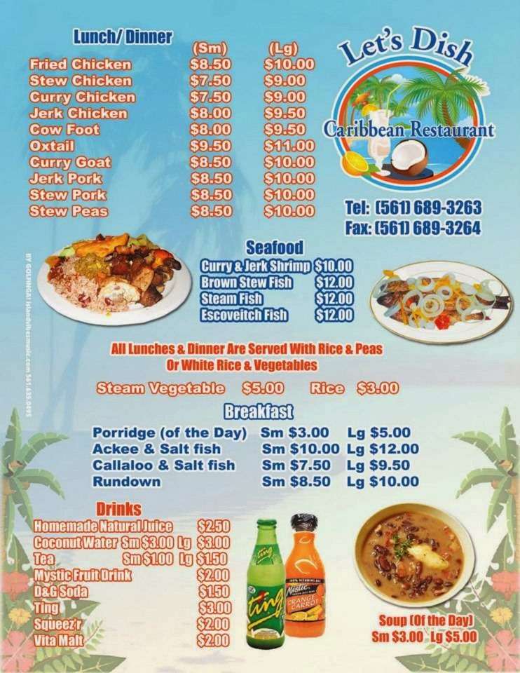 Lets Dish Caribbean Restaurant | 5083 Okeechobee Blvd, West Palm Beach, FL 33417, USA | Phone: (561) 689-3263