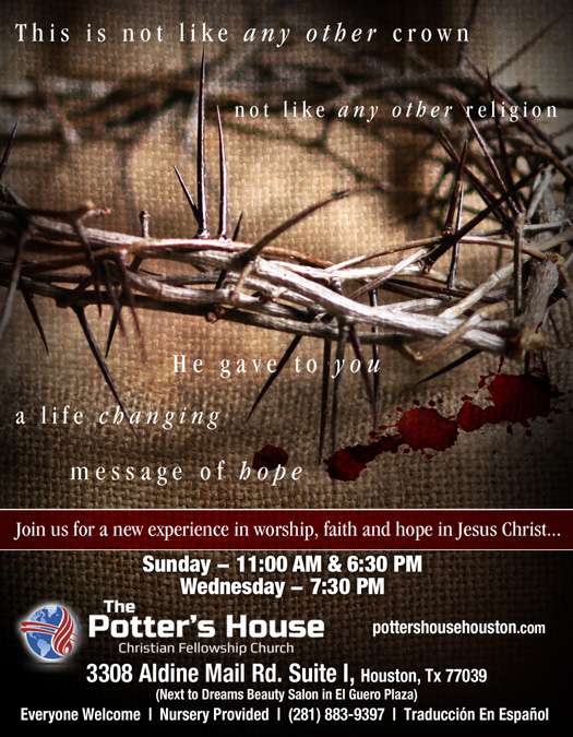 The Potter’s House Christian Fellowship Church | 3308 Aldine Mail Rte Rd, Houston, TX 77039, USA | Phone: (281) 883-9397