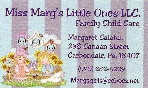 Miss Margs Little Ones | 238 Canaan St, Carbondale, PA 18407, USA | Phone: (570) 282-6229