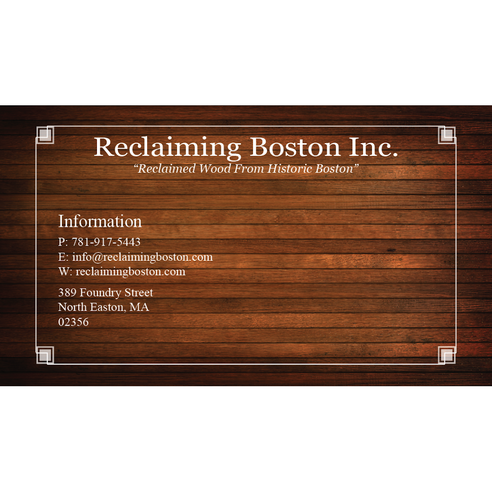 Reclaiming Boston Inc. | 389 Foundry St, North Easton, MA 02356, USA | Phone: (781) 917-5443