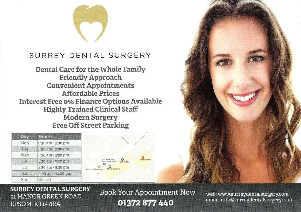 Surrey Dental Surgery | 21 Manor Green Rd, Epsom KT19 8RA, UK | Phone: 01372 877440