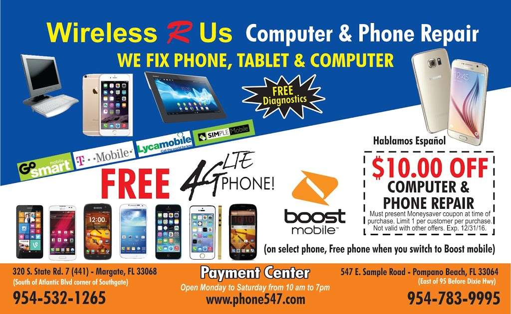 Boost Mobile - Computer and Phone Repair | 320 South State Road 7, Margate, FL 33068, USA | Phone: (954) 532-1265