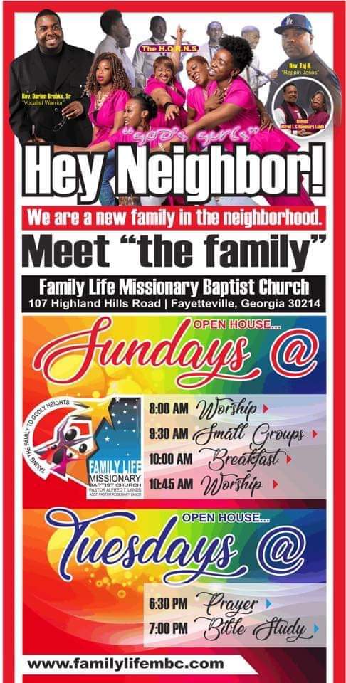 Family Life Missionary Baptist Church | 107 Highland Hills Rd, Fayetteville, GA 30214, USA | Phone: (678) 304-7650