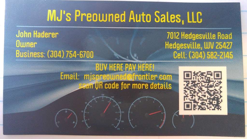 MJS Preowned Auto Sales | 7012 Hedgesville Rd, Hedgesville, WV 25427, USA | Phone: (304) 754-6700