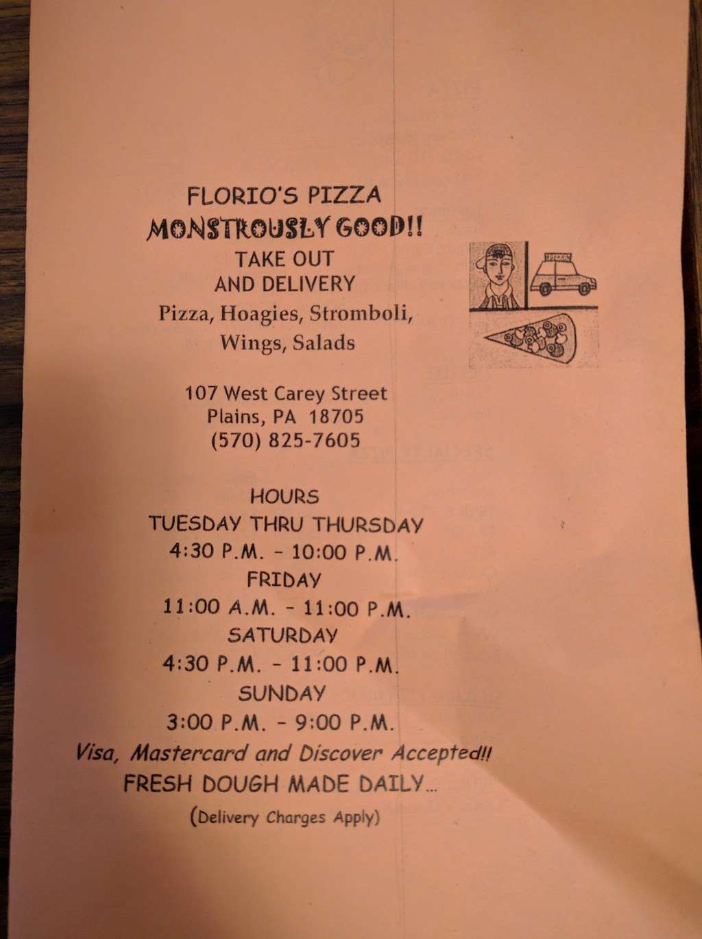Florios Pizza | 107 W Carey St, Wilkes-Barre, PA 18705 | Phone: (570) 825-7605