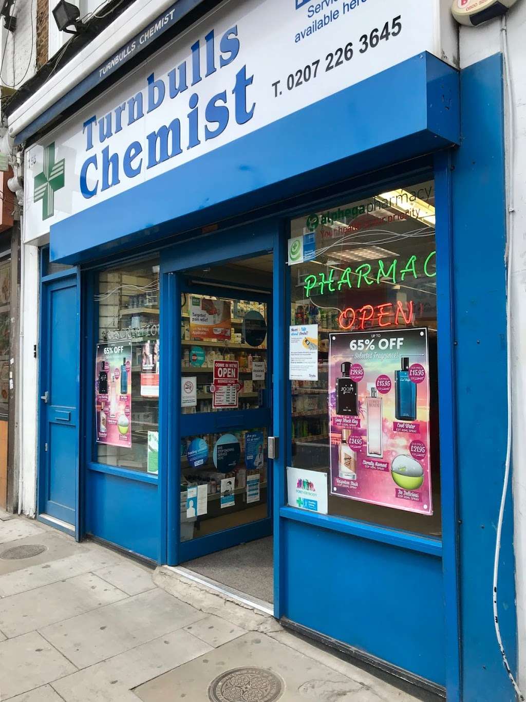 Turnbulls Chemist - Alphega Pharmacy | 155 Essex Rd, London N1 2SN, UK | Phone: 020 7226 3645