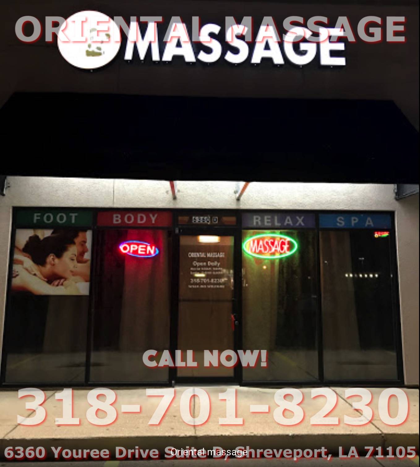 Oriental Massage | 6360 Youree Dr suite D, Shreveport, LA 71105, USA | Phone: (318) 701-8230