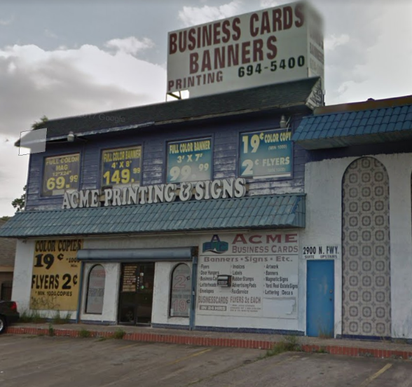 Acme Business Cards & Signs | 2900 North Fwy, Houston, TX 77009, USA | Phone: (713) 694-5400