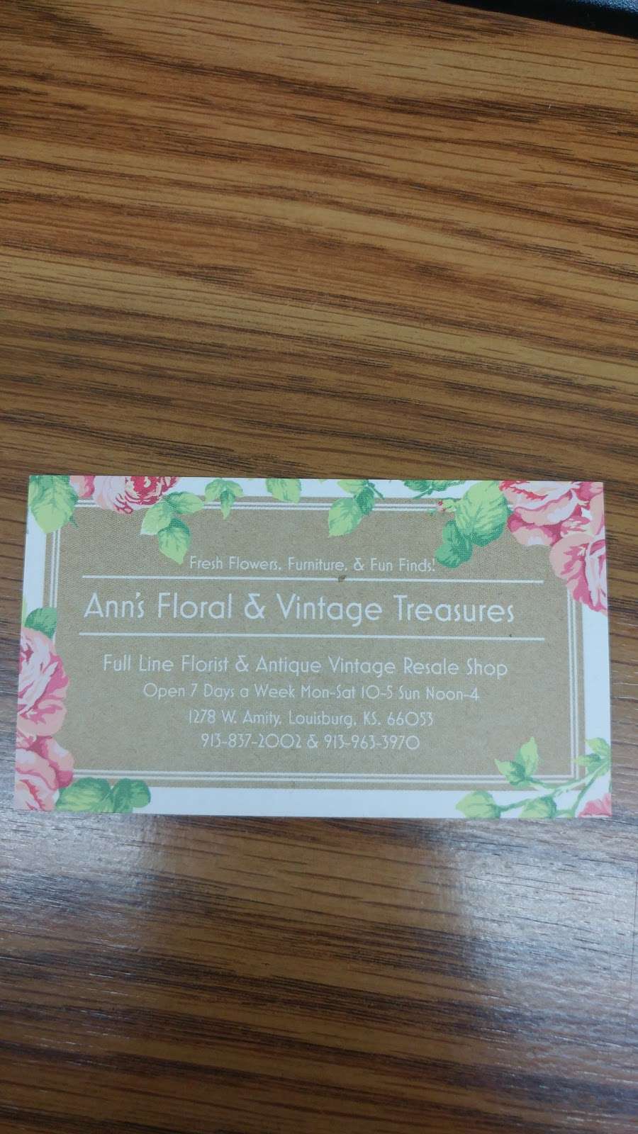 Anns Floral Vintage & Treasures | 1278 W Amity St, Louisburg, KS 66053 | Phone: (913) 837-2002