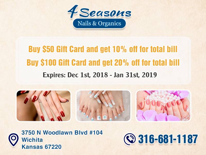 4 Seasons Nails & Spa | 3750 N Woodlawn Blvd #104, Wichita, KS 67220, USA | Phone: (316) 681-1187