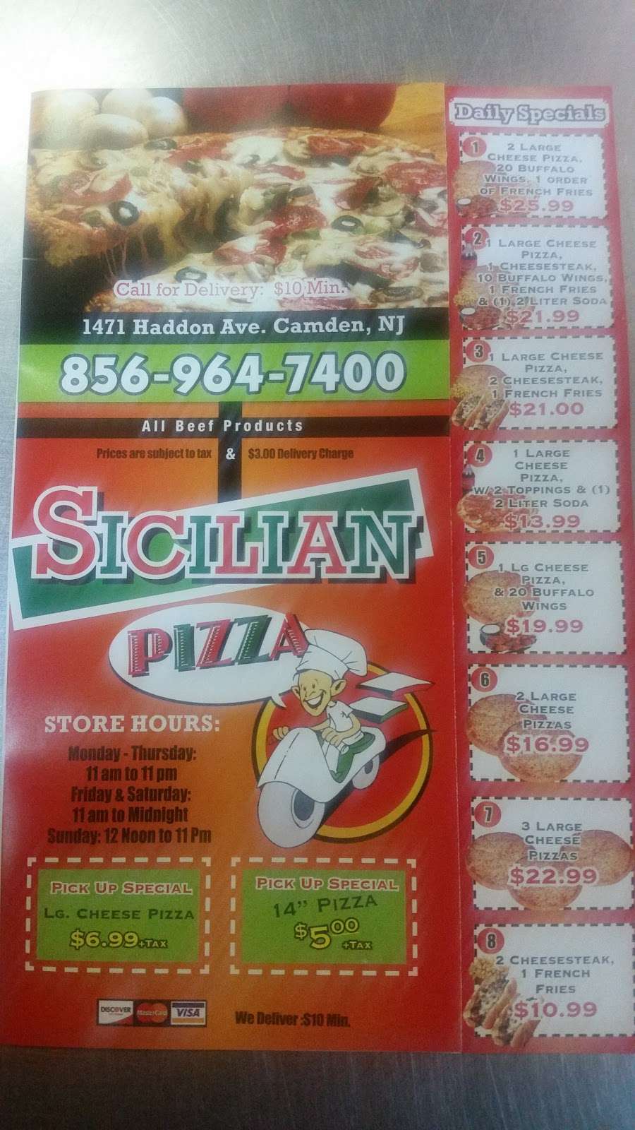 Sicillian Pizza | 1471 Haddon Ave, Camden, NJ 08103, USA | Phone: (856) 964-7400