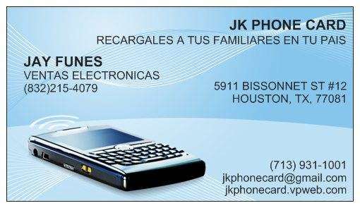 JK PHONE CARD | 5911 Bissonnet St, Houston, TX 77081 | Phone: (832) 215-4079