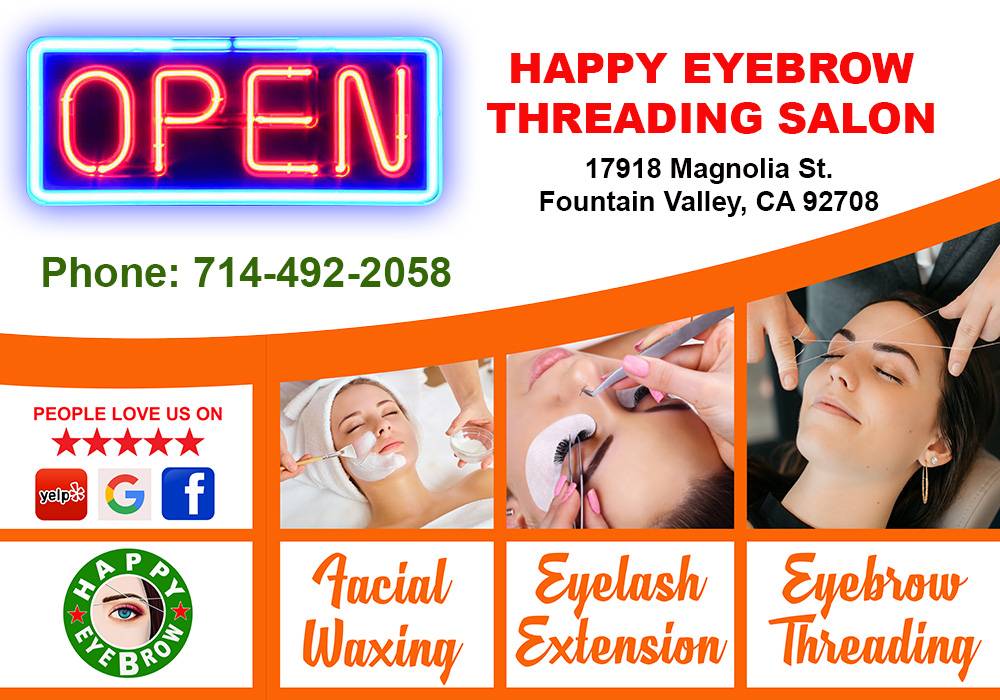 HAPPY EYEBROW Threading Salon | 17918 Magnolia St, Fountain Valley, CA 92708, USA | Phone: (714) 492-2058
