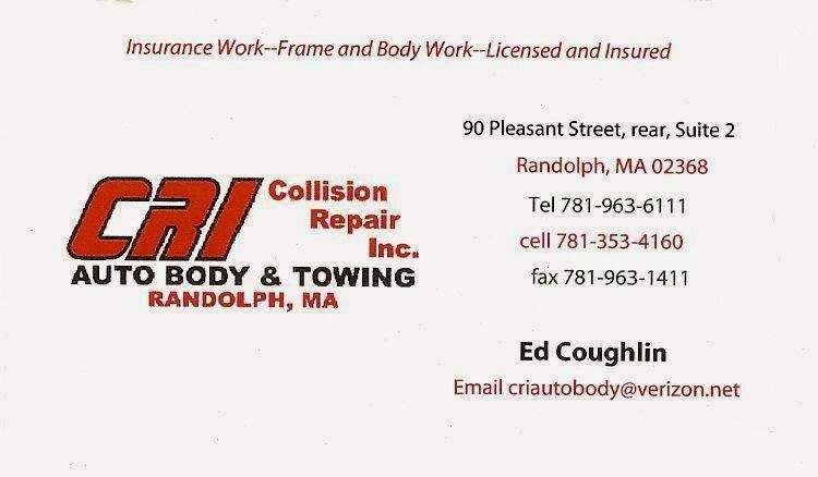 CRI Collision Repair Inc | 90 Pleasant St Rear Suite 2, Randolph, MA 02368, USA | Phone: (781) 353-4160