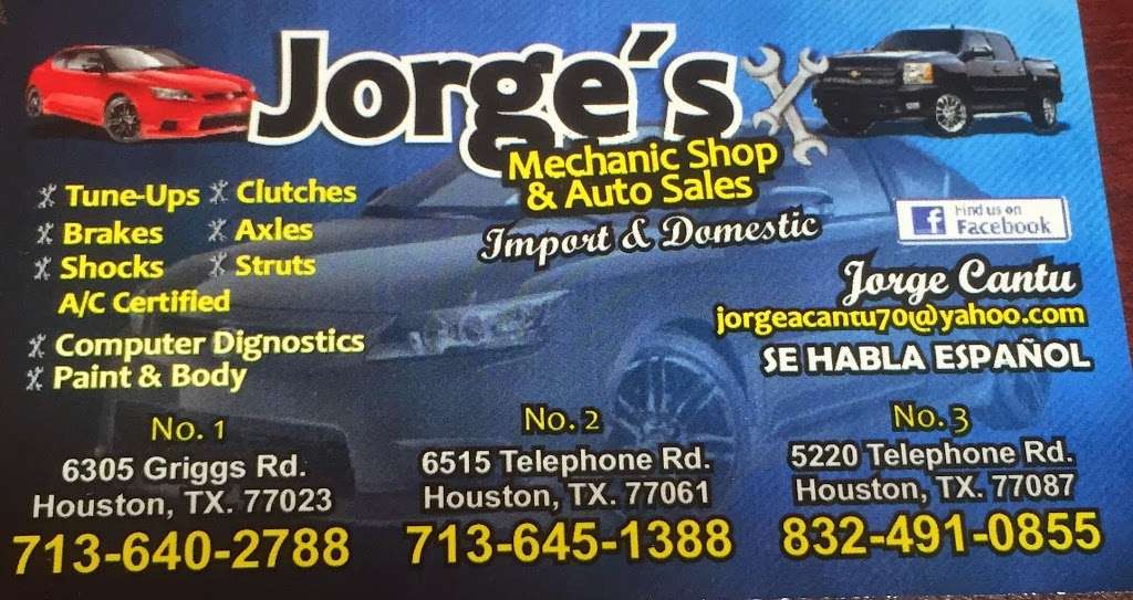 Jorges Mechanic Shop & Auto Sales | 6305 Griggs Rd, Houston, TX 77023, USA | Phone: (713) 640-2788