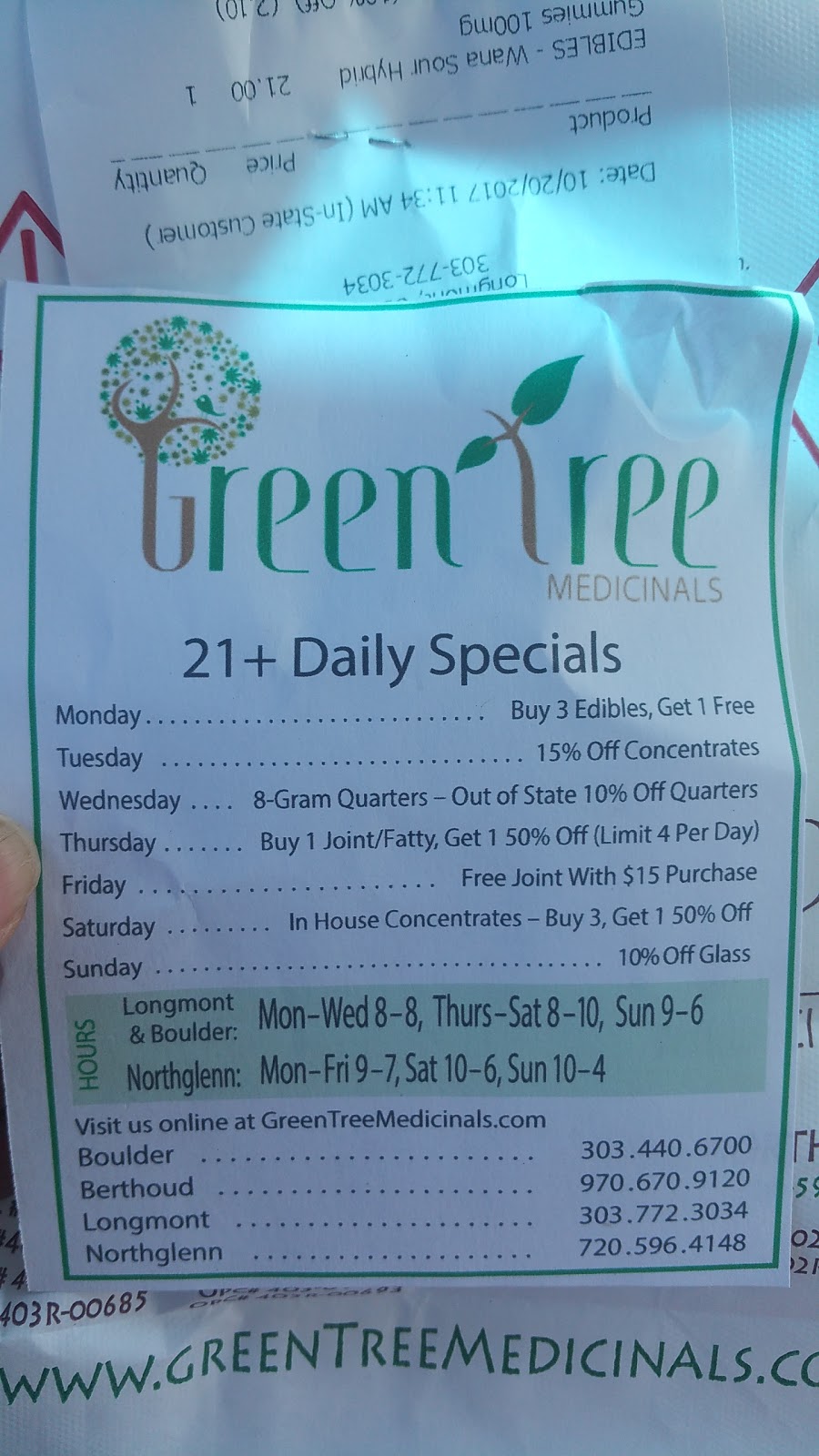 Green Tree Medicinals of Longmont | 12626 N 107th St, Longmont, CO 80504, USA | Phone: (303) 772-3034