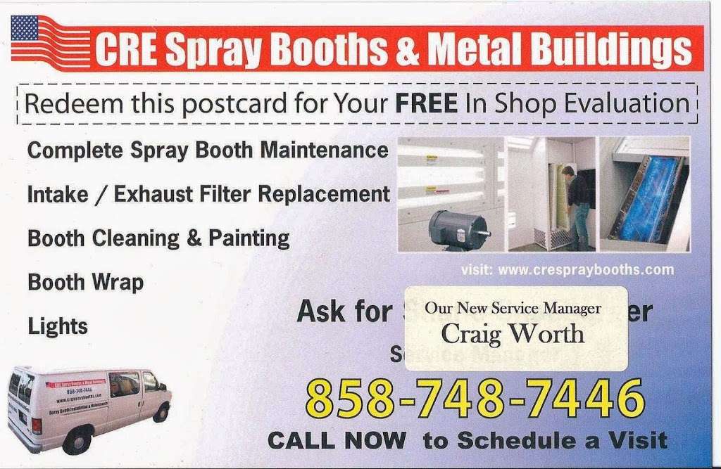 CRE Spray Booths & Metal Buildings | 14260 Garden Rd, Poway, CA 92064, USA | Phone: (858) 748-7446