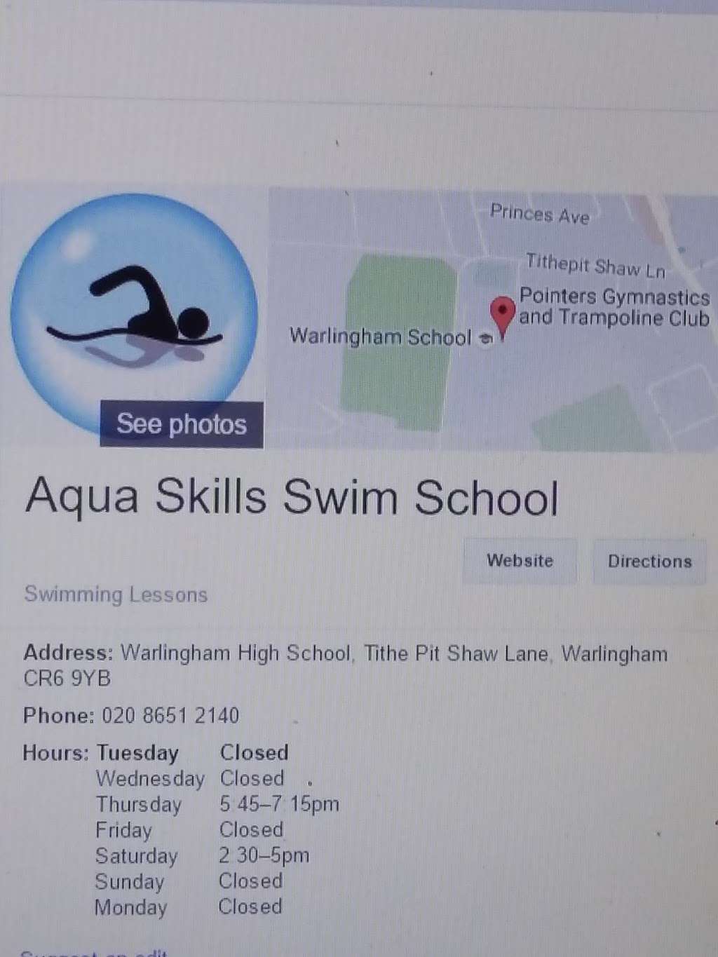 Aqua Skills Swim School | Warlingham High School, Tithe Pit Shaw Lane, Warlingham CR6 9YB, UK | Phone: 020 8651 2140