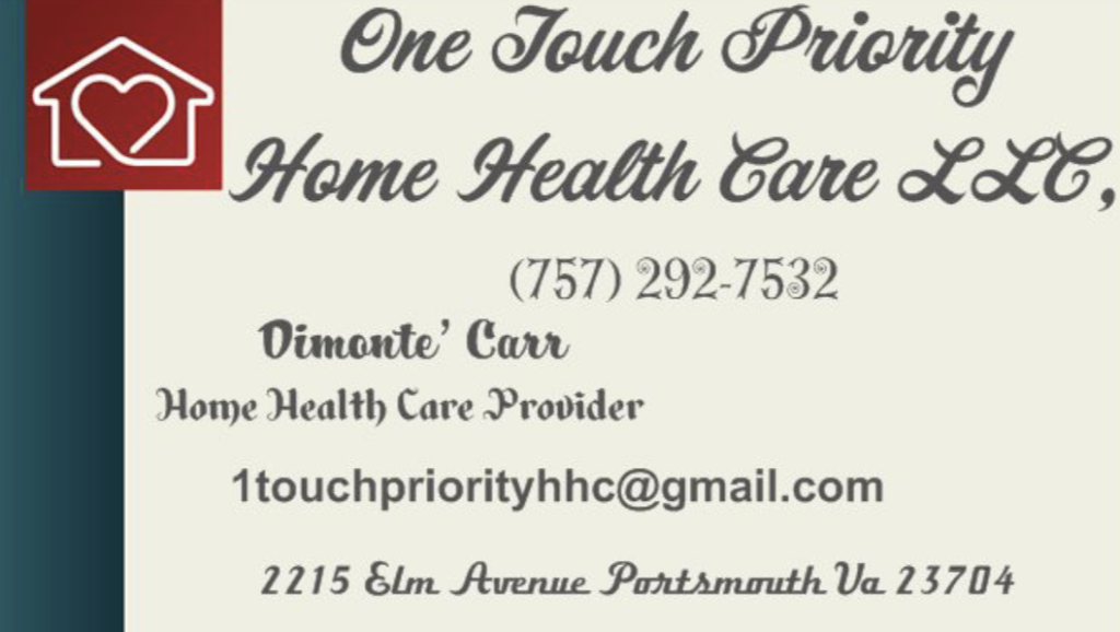 One Touch Priority Home Health Care Llc | 2215 Elm Ave, Portsmouth, VA 23704 | Phone: (757) 292-7532