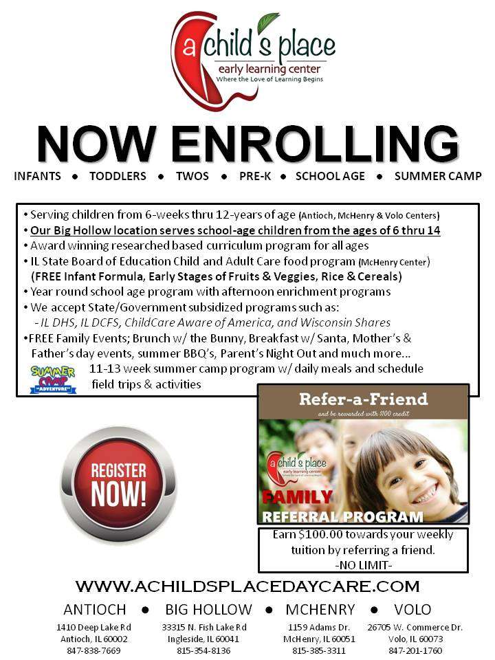 A Childs Place Early Learning Center-Antioch | 1410 Deep Lake Rd, Antioch, IL 60002 | Phone: (847) 838-7669