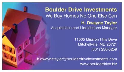 Boulder Drive Investments, LLC | 11005 Mission Hills Dr, Mitchellville, MD 20721 | Phone: (301) 238-5259