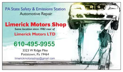 Limerick Motors Shop | 3323 West Ridge Pike (Rear), Pottstown, PA 19464 | Phone: (610) 495-9955