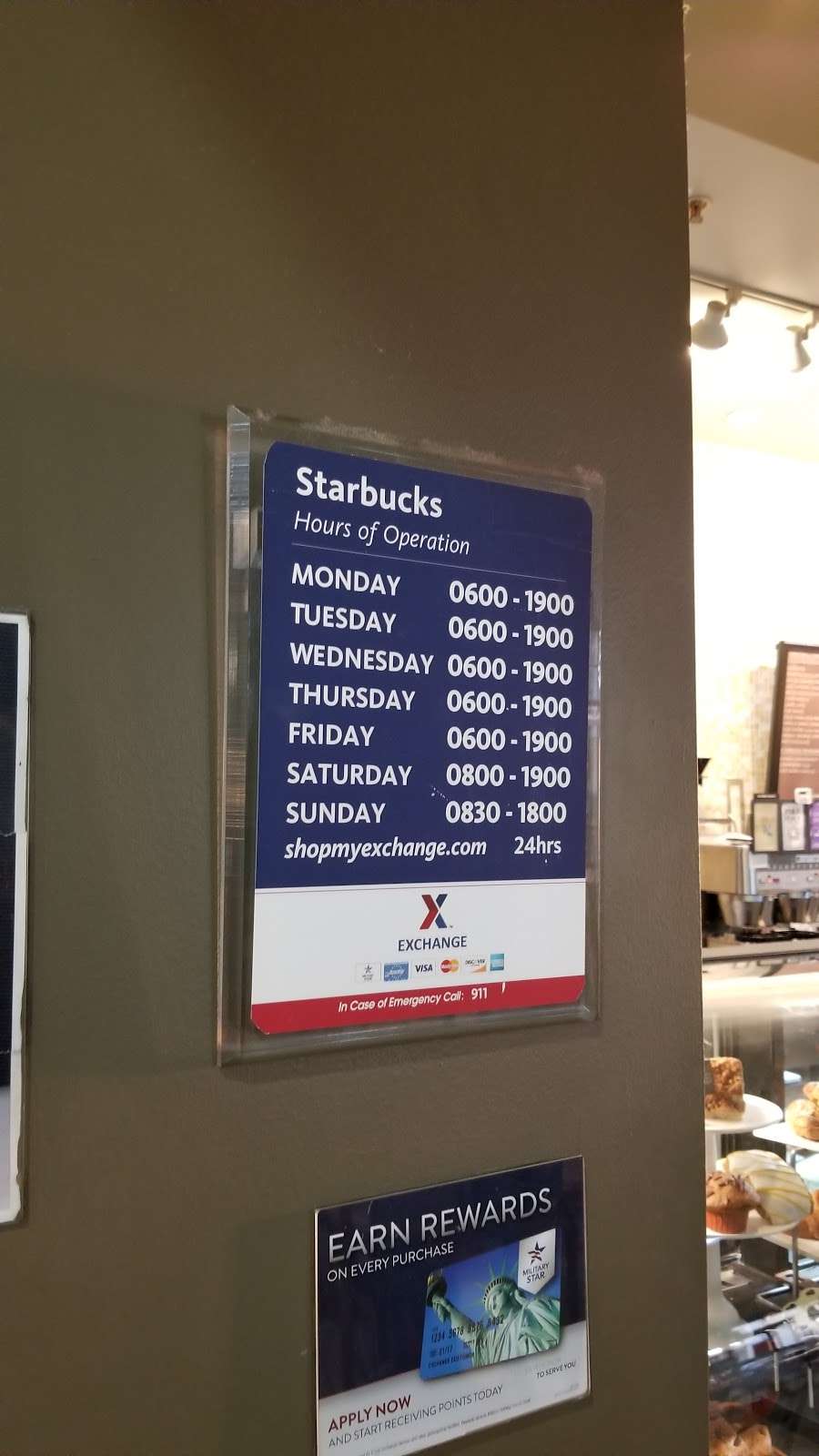 Starbucks | Lackland AFB TX Main Base Exchange, San Antonio, TX 78236, USA | Phone: (800) 782-7282