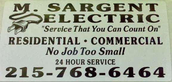 M. Sargent Electric, Inc. | 107 Red Maple Ct, Warminster, PA 18974, USA | Phone: (215) 768-6464