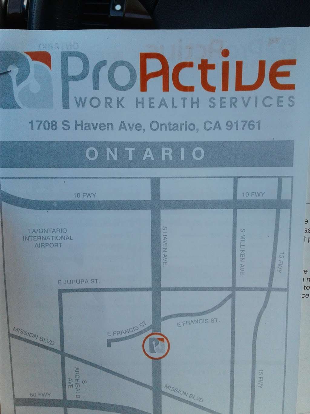 Proactive Work Health Services | 1801 Excise Ave Ste 108 Corner of Francis and, S Haven Ave, Ontario, CA 91761 | Phone: (909) 390-3400