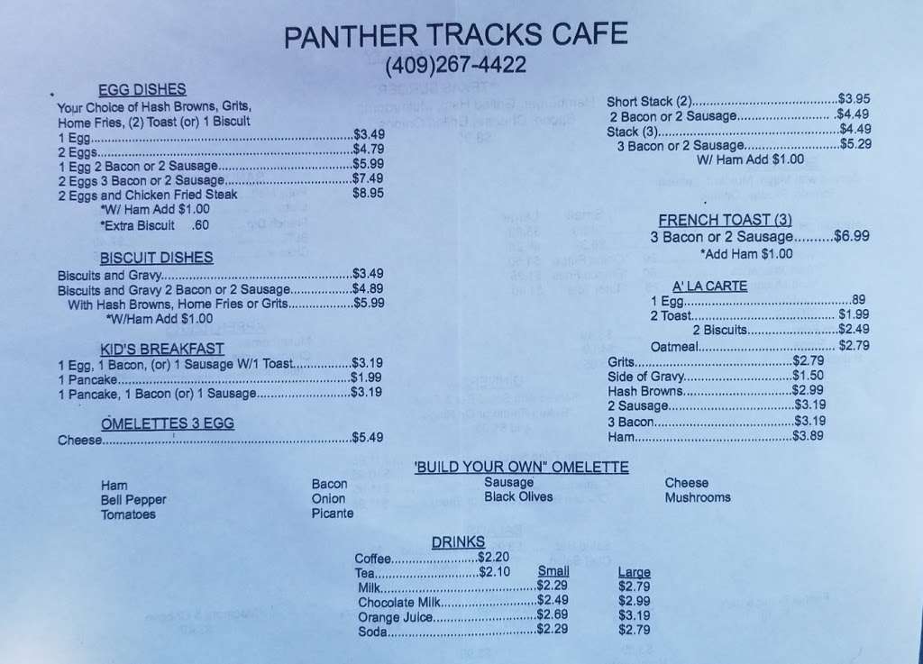 Panther Tracks Cafe | 104 S Main St, Anahuac, TX 77514, USA | Phone: (409) 267-4422