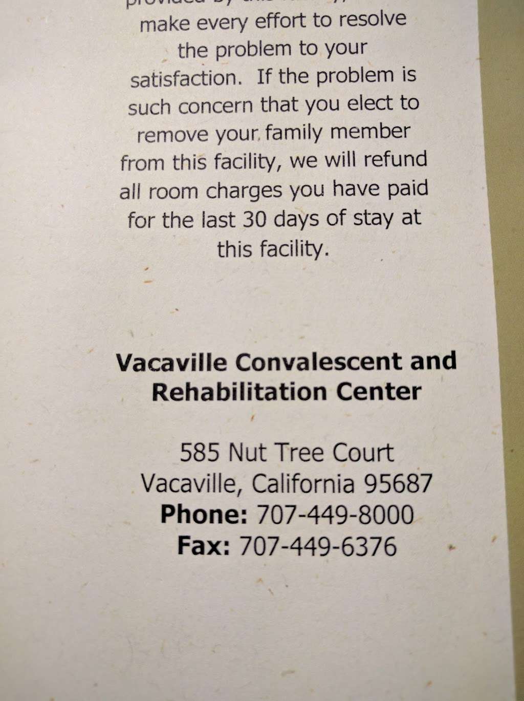 Vacaville Convalescent & Rehab | 585 Nut Tree Ct, Vacaville, CA 95687 | Phone: (707) 449-8000