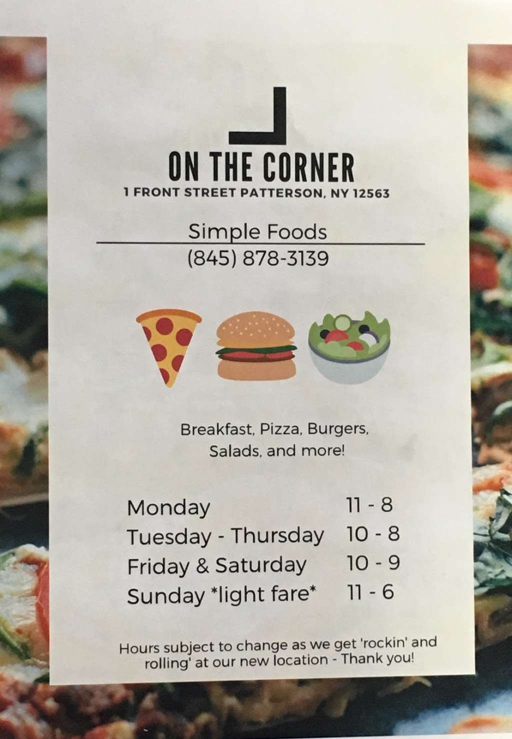 On the Corner Simple Foods | 1 Front St, Patterson, NY 12563 | Phone: (845) 878-3139