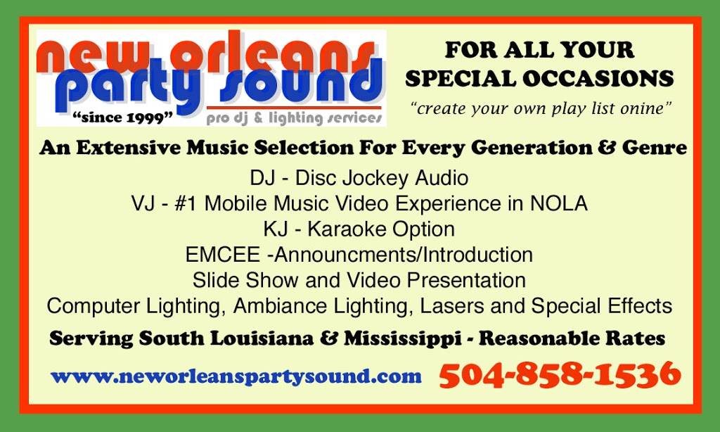 New Orleans Party Sound | 371 Brooklyn Ave, Jefferson, LA 70121, USA | Phone: (504) 858-1536