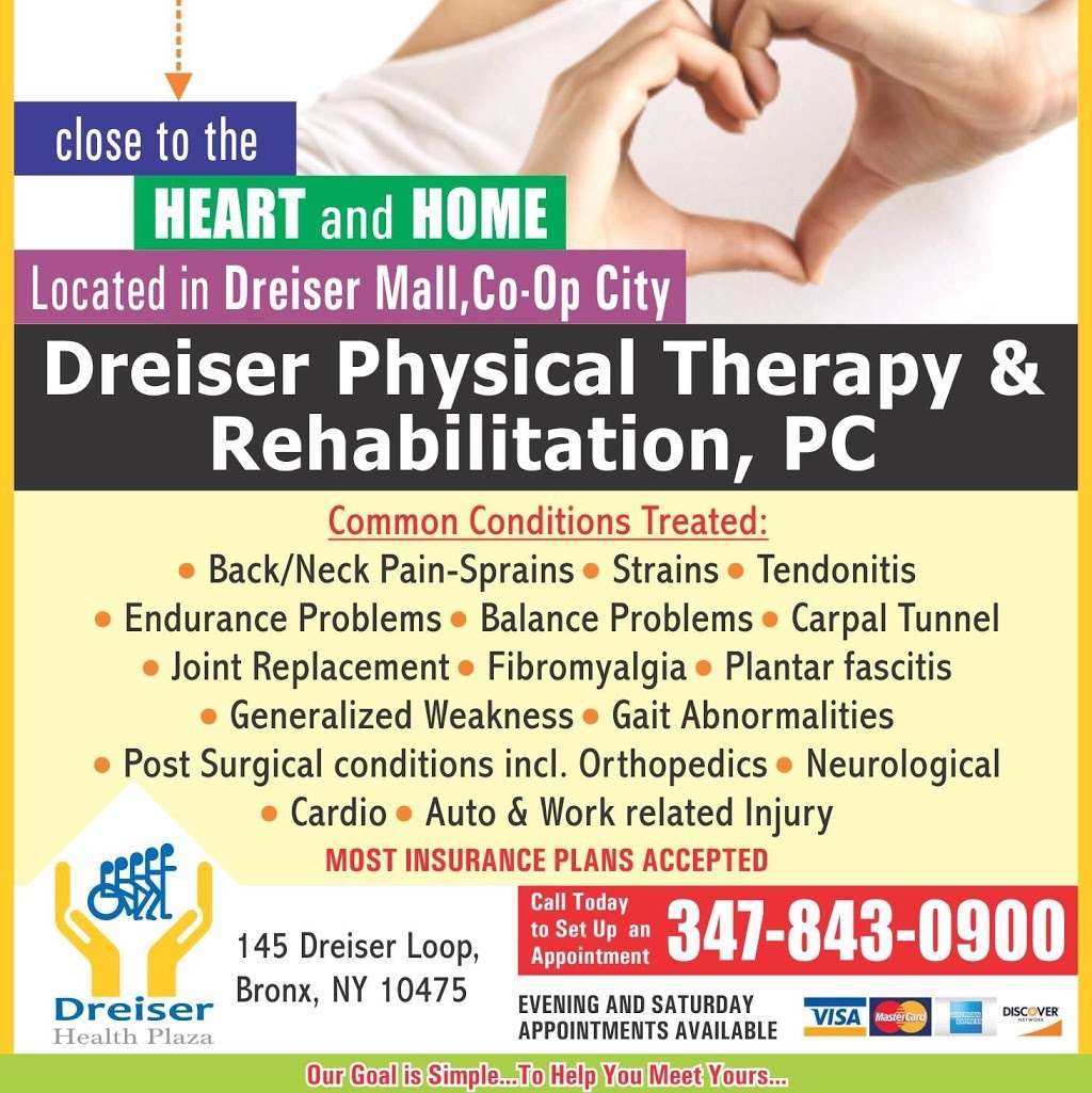 Dreiser Physical Therapy & Rehabilitation PC | 145 Dreiser Loop, Bronx, NY 10475, USA | Phone: (347) 843-0900