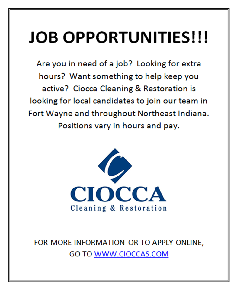 Ciocca Cleaning & Restoration | 4440 Secretary Dr, Fort Wayne, IN 46808, USA | Phone: (260) 483-2112