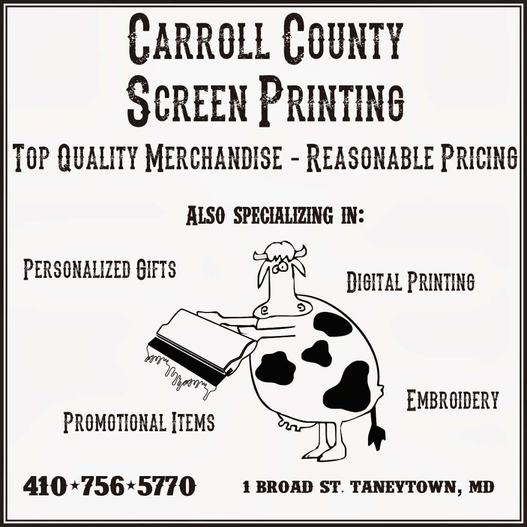 Carroll County Screen Printing | 1 Broad St, Taneytown, MD 21787 | Phone: (410) 756-5770