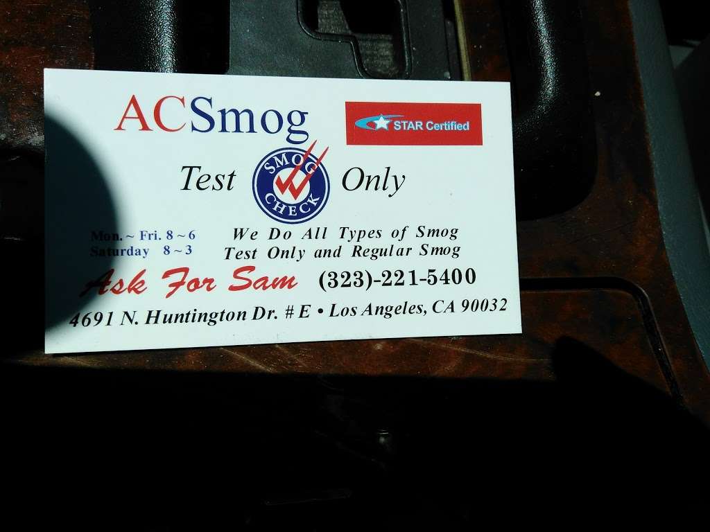 A C Smog Center | 4691 Huntington Dr N, Los Angeles, CA 90032 | Phone: (323) 221-5400