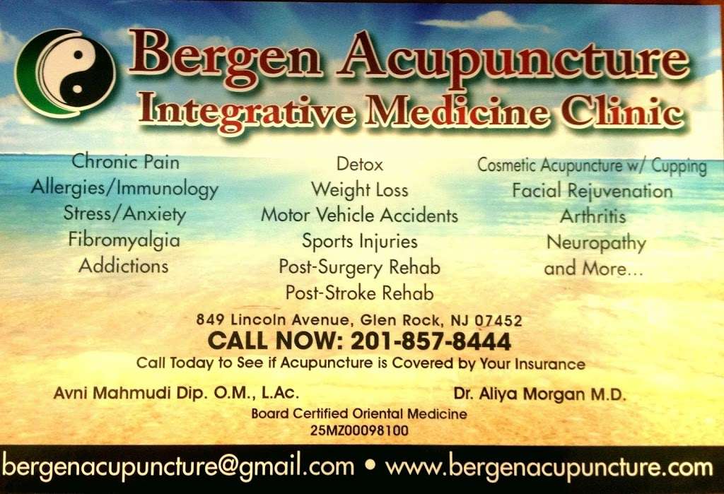 Bergen Acupuncture Integrative Medicine Clinic | 849 Lincoln Ave, Glen Rock, NJ 07452, USA | Phone: (201) 857-8444