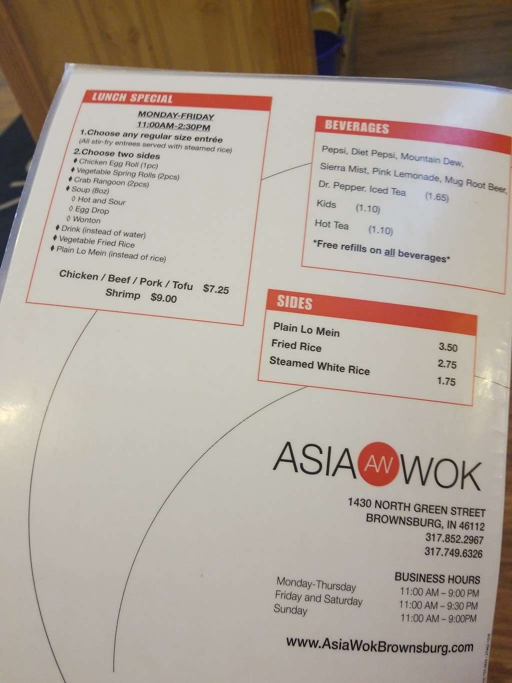 Asia Wok | 1430 N Green St, Brownsburg, IN 46112 | Phone: (317) 852-2967