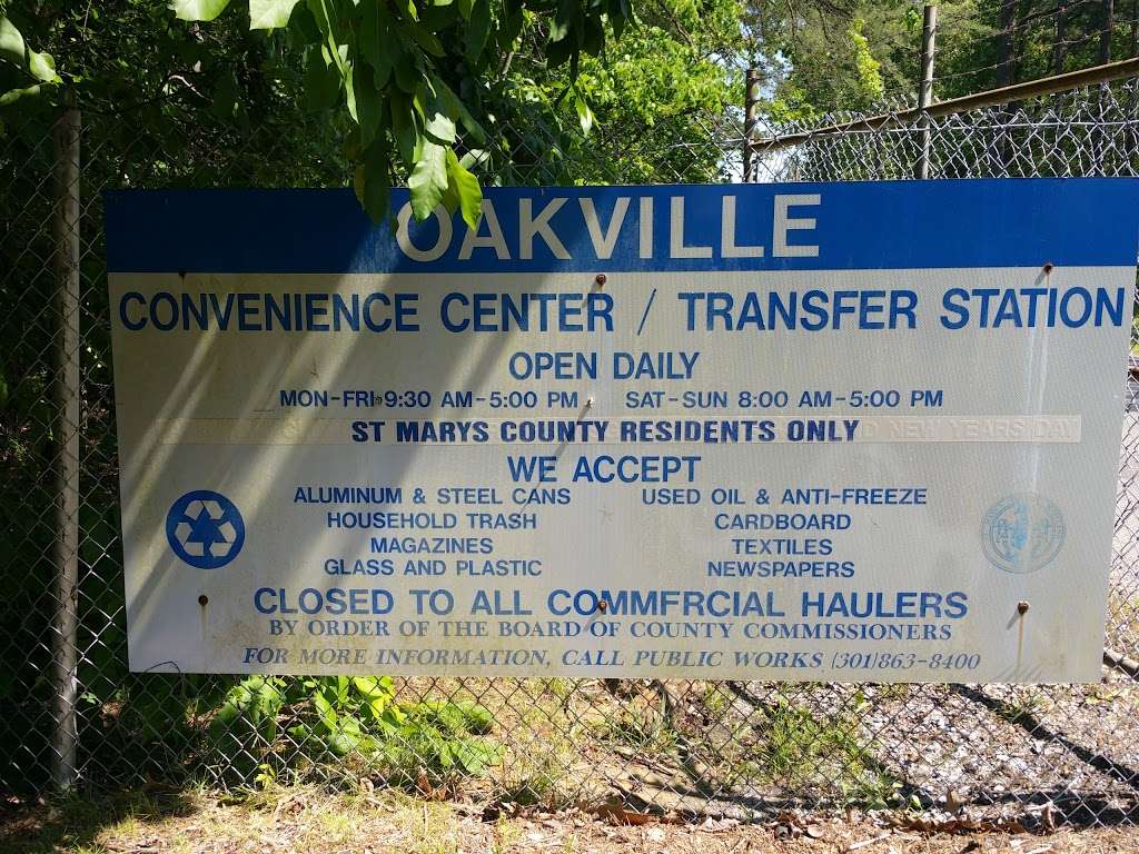 Oakville Transfer Station | 26600 N Sandgates Rd, Mechanicsville, MD 20659 | Phone: (301) 475-4200